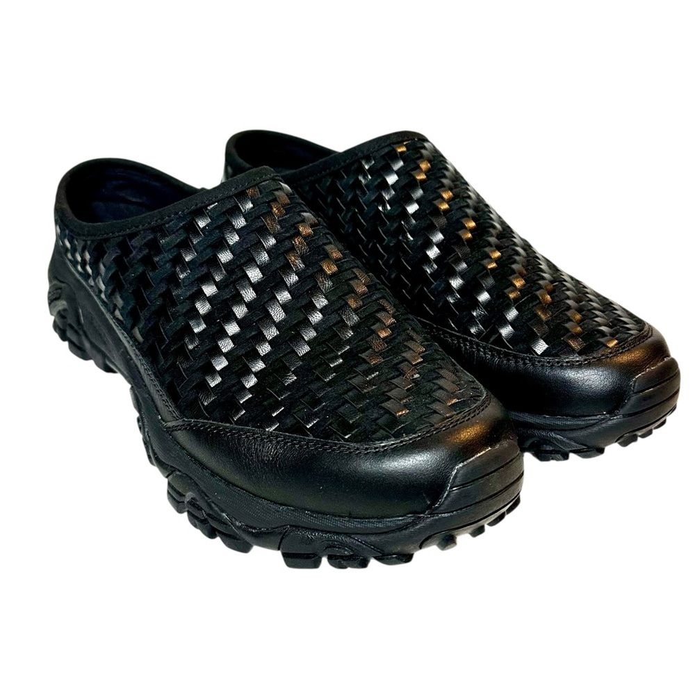 EDIT: SOLD Merrell Moab 2 LTR Black Leather Woven Slide Mens 43.5 / 9.5
